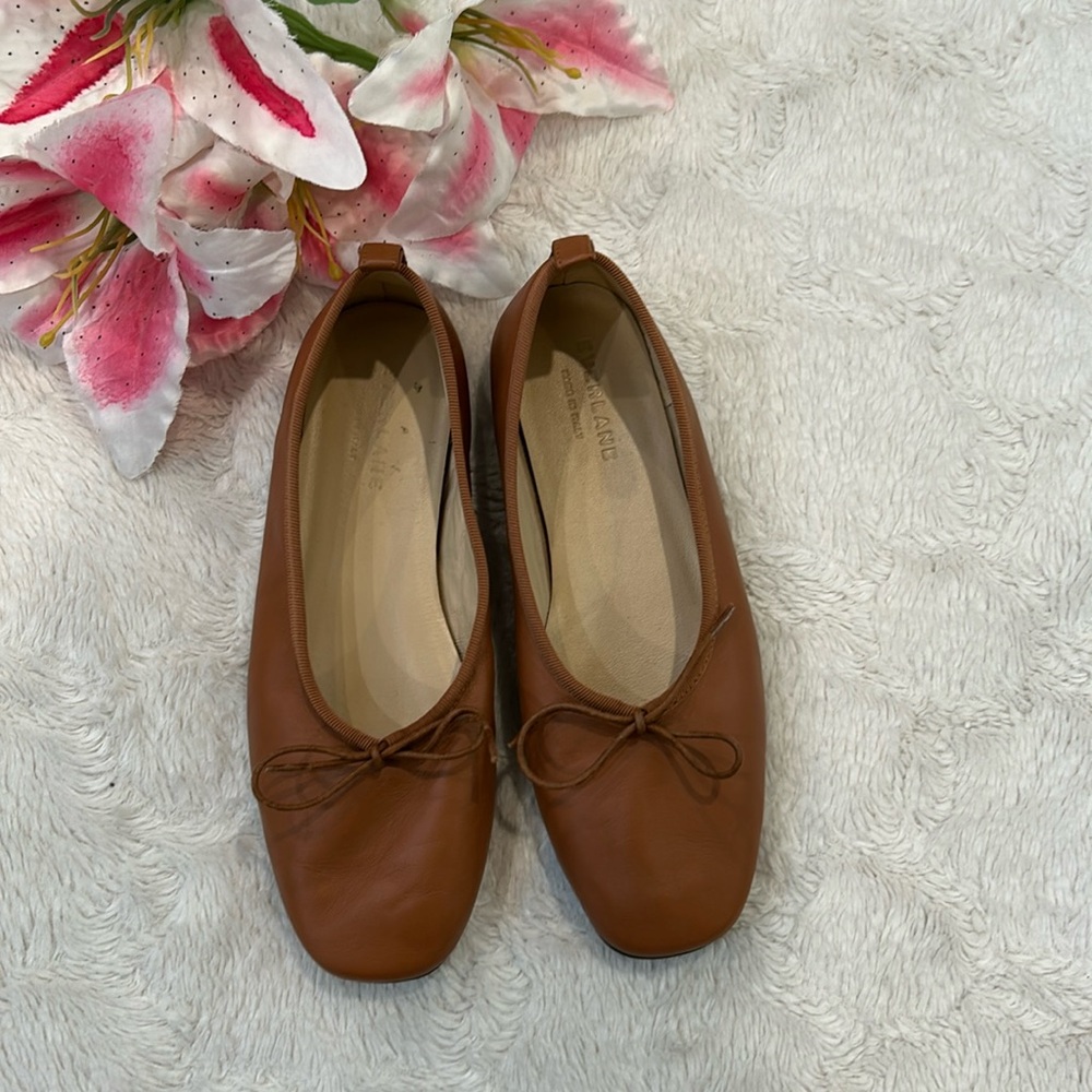 Everlane Italian Leather - Brown Bow Ballet Flats